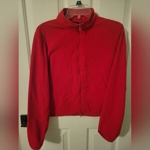 New York & Company Red Fleece Zip Up Jacket Size Large